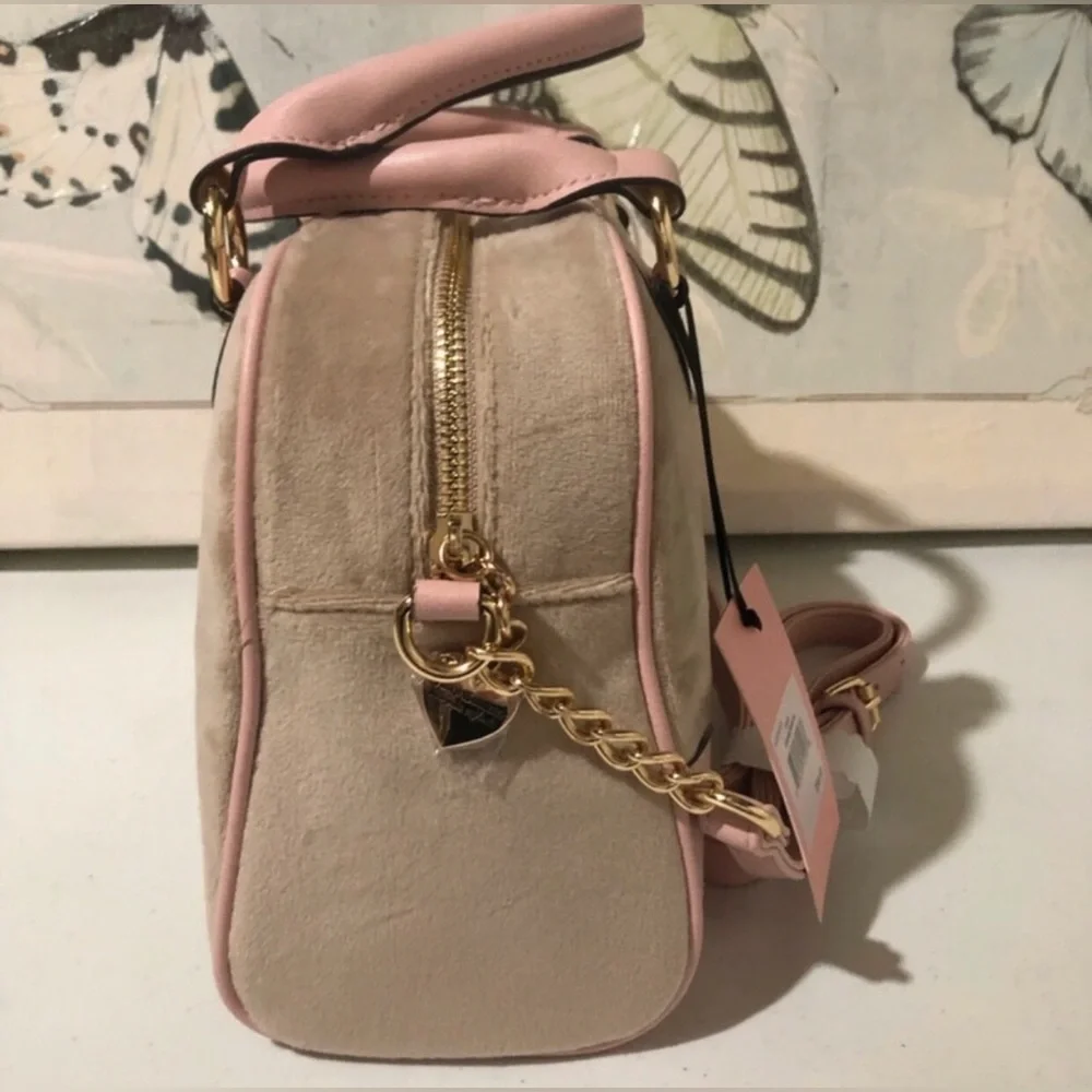 Y2K Juicy Couture Heritage Bowler Velour Bag Pink Gold Hardware NWT Top Handle